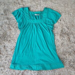 Apt. 9 Square Neck Glitter Sleeve Empire Waist Top Green Women's Size‎ Medium